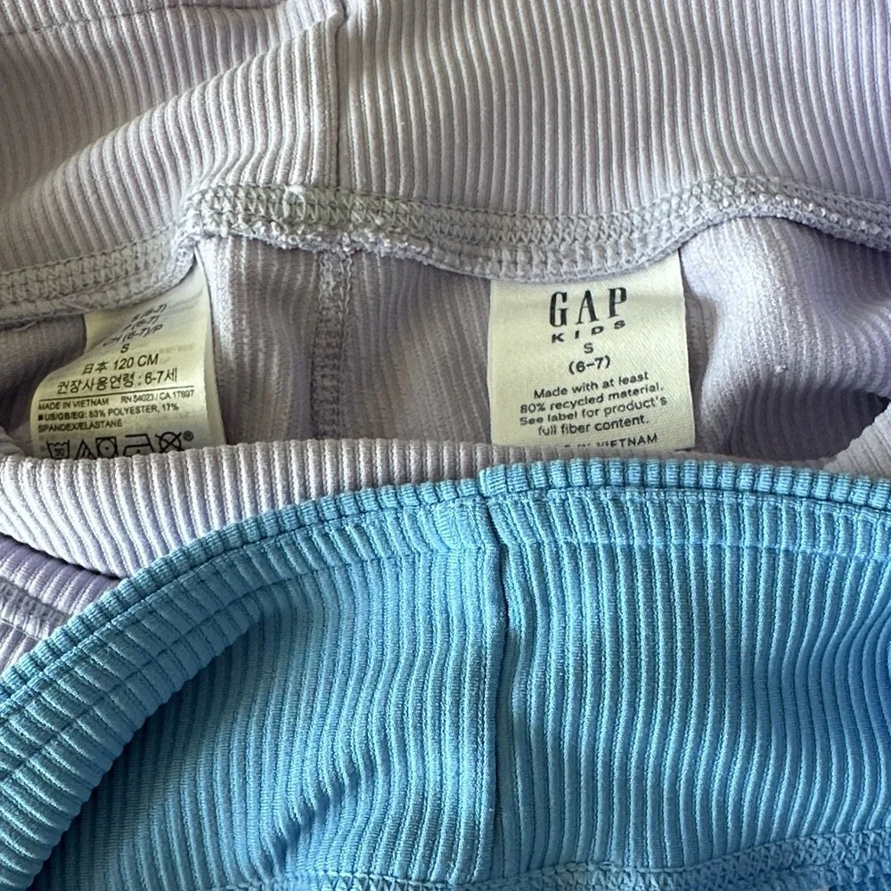 GAP Ribbed High-Waist Biker Shorts — Lavender & Sky Blue